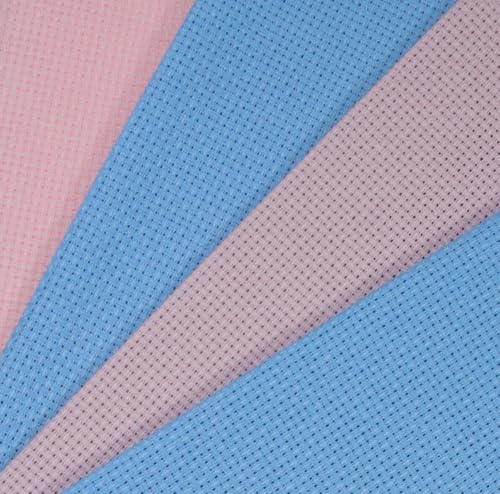 Image of KCS 4 /6 pc of 12 inch x 18 inch 30cmx45cm 16CT Counted Cotton Aida Cloth Cross Stitch Fabric (Light Blue+Pink, 4 pc)