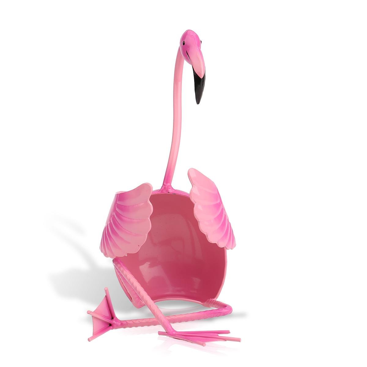 Tooarts Estante de vino Flamingo, artesanías de escultura de metal, decoración del hogar e interior Rosa Flamingo