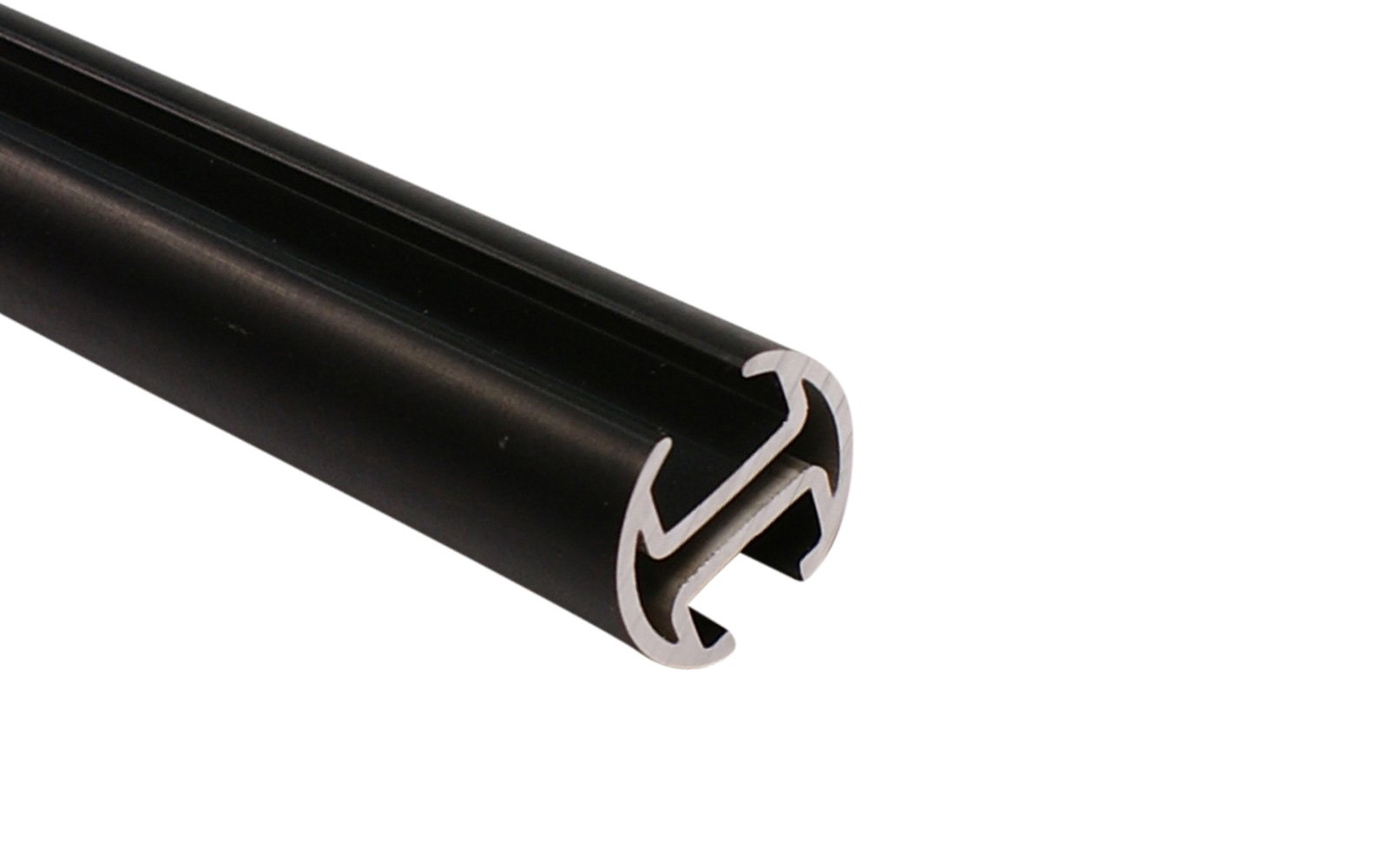 iso-design Innenlauf Gardinenstangen 2-läufig schwarz 20 mm Durchmesser, Wandmontage, Gardinenstangenkomplettset aus Metall mit Wandhaltern und Endstück Kugel, 180 cm