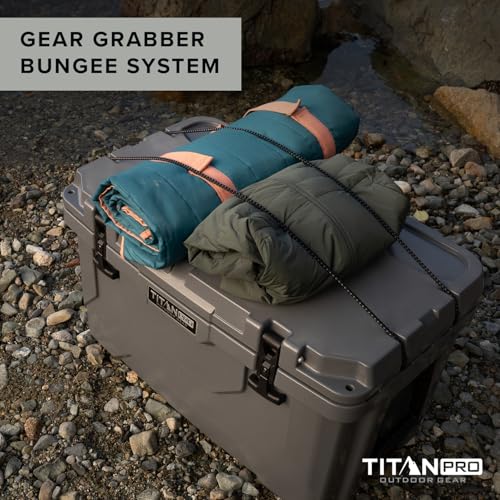 Titan PRO High Performance Ice Chest – 55 Quart Capacity – Hard Cooler with Interior LED Light, Dry Bin, Ice Saver Performance Booster and Microban Protection – Arctic White