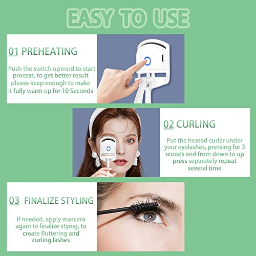Flybanboo Heated Eyelash Curler, Rechargeable Electric Eye Lash Curlers With Eyebrow Brush Mascara And Comb Separator, Quick Natural Curling Lashes False Applicator Tool(White), 1.0 Count #TOP3