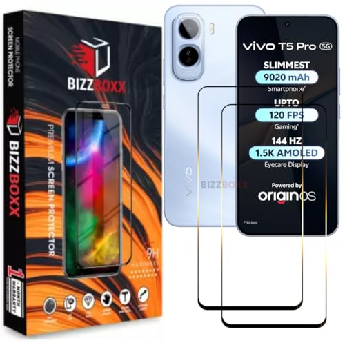 Image of Screen Guard For Vivo T5 Pro 5G Tempered Glass Screen Protector Guard - HD Clarity, Anti-Fingerprint Temper Guard (For Vivo T5Pro - 6.83 inch) With Installation Kit - Pack of 2