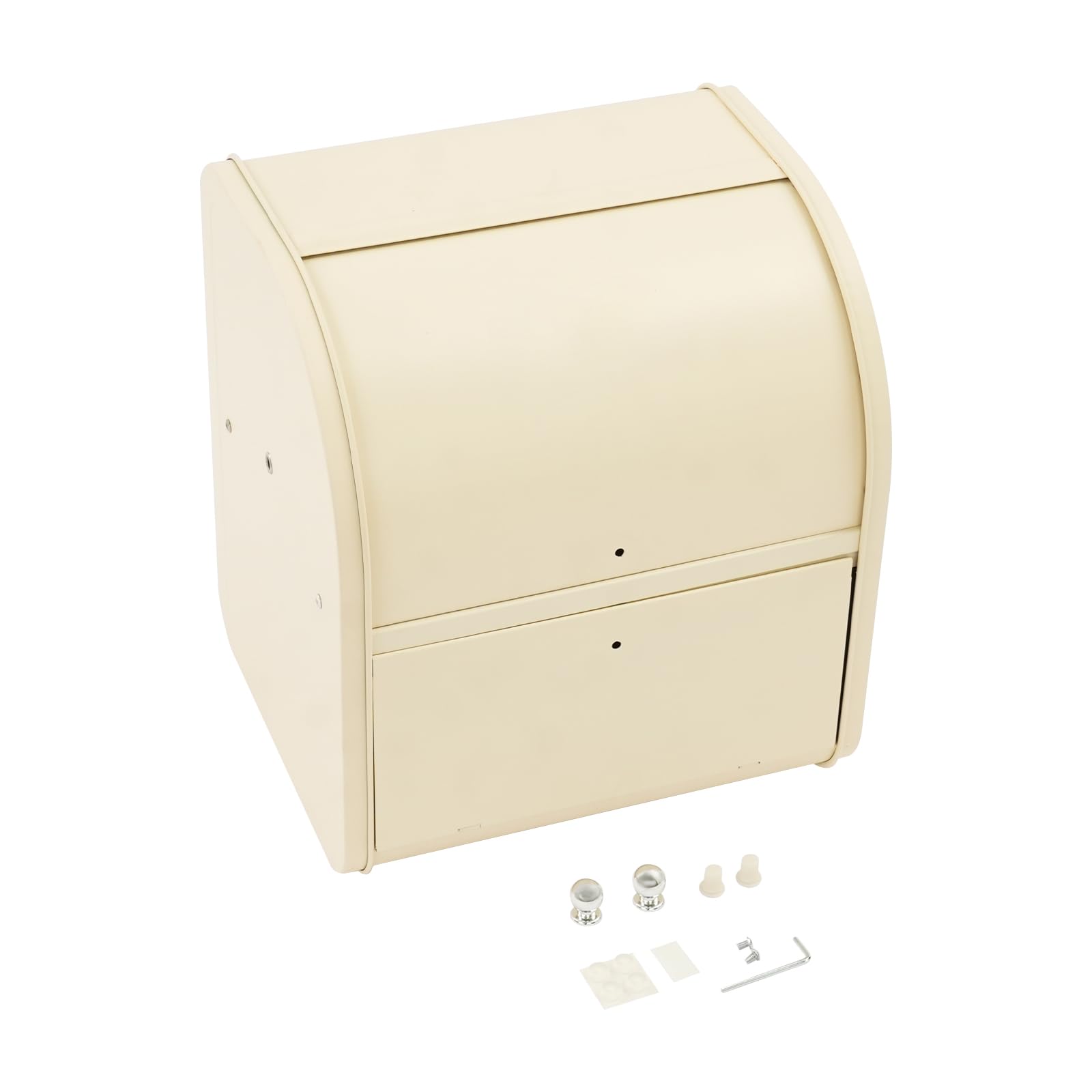 Brotkasten 2 Etagen mit Rolltop Deckel, Metall Brotbox 30x25x33cm (Beige) | Brotbehälter aus Kohlenstoffstahl, 2 Fächer mit Separatem Zugang, Luftdurchlässige Seitenlöcher