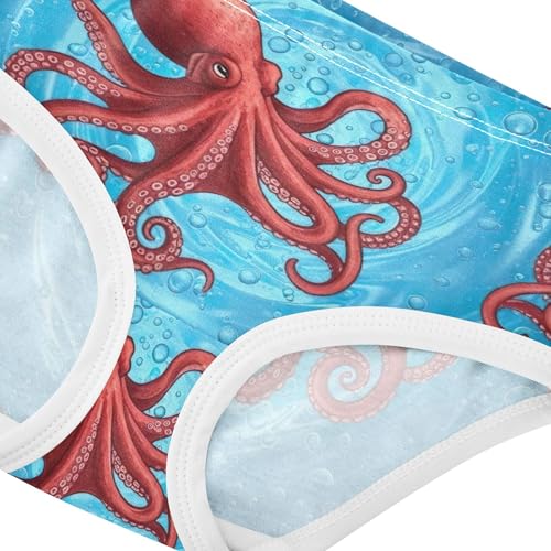 Cotton Girls Underwear Toddler Red Octopus Bubbles Blue Sea Panties Little Girl Stylish Briefs Kids Undies 2t4