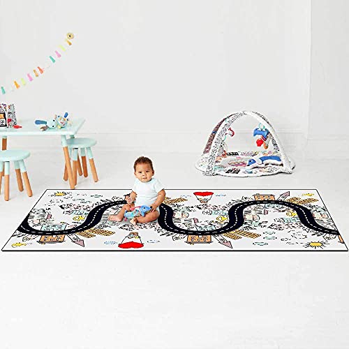 Kinderen Tapijt Baby Speelkleed Grote Wasbare Kinderdeken Kruipmat Cartoon schattige kleurrijke huisweg 100 x 160 cm - Afbeelding 4