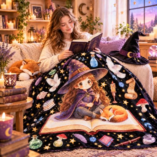Xvx-Boom Witch Blanket,Halloween Throw Blankets, Cute Witch Gifts for Women - image 2