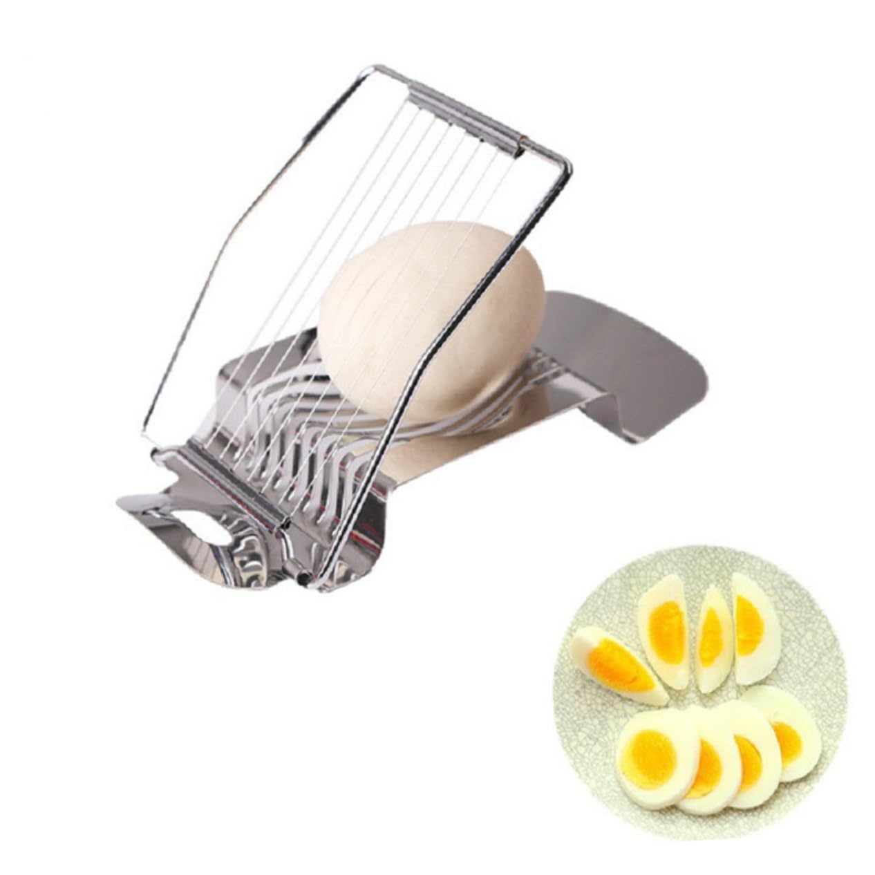 LALADEFIEE Stainless Steel Egg Slicer Heavy Duty Metal Egg Cutter Multipurpose Wire Egg Slicer for Precise Cutting of Boiled Eggs Kitchen Essential Egg Slicing Tool