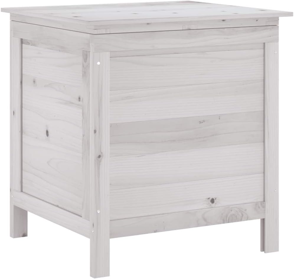 vidaXL Garden Storage Box White Solid fir Wood Medium Garden Storage Box