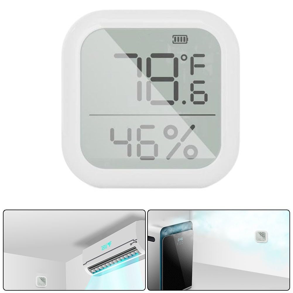 Paquete de 2 termómetros inteligentes ZIGBEE con sensor de temperatura y humedad LCD para control de aplicación TUYA, monitor remoto y automatización para invernadero del hogar, color blanco