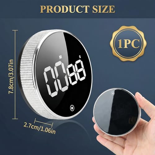 Digital Magnetic LED Display Visual Timer Countdown Countup Kitchen Timers Adjustable Volume Productivity for Classroom Cooking Fitness Baking Studying Ease of Use in a Stylish Sliver - Image 3
