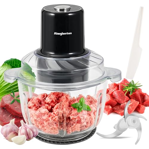 Aiwglenten Kitchen Hand Blender,Small Meat Grinder & Food Chopper Electric Vegetable Chopper Five Speed Intelligent Speed Regulation with 2 Bi-Level Blades for Meat/Fish/Vegetable/Baby Food