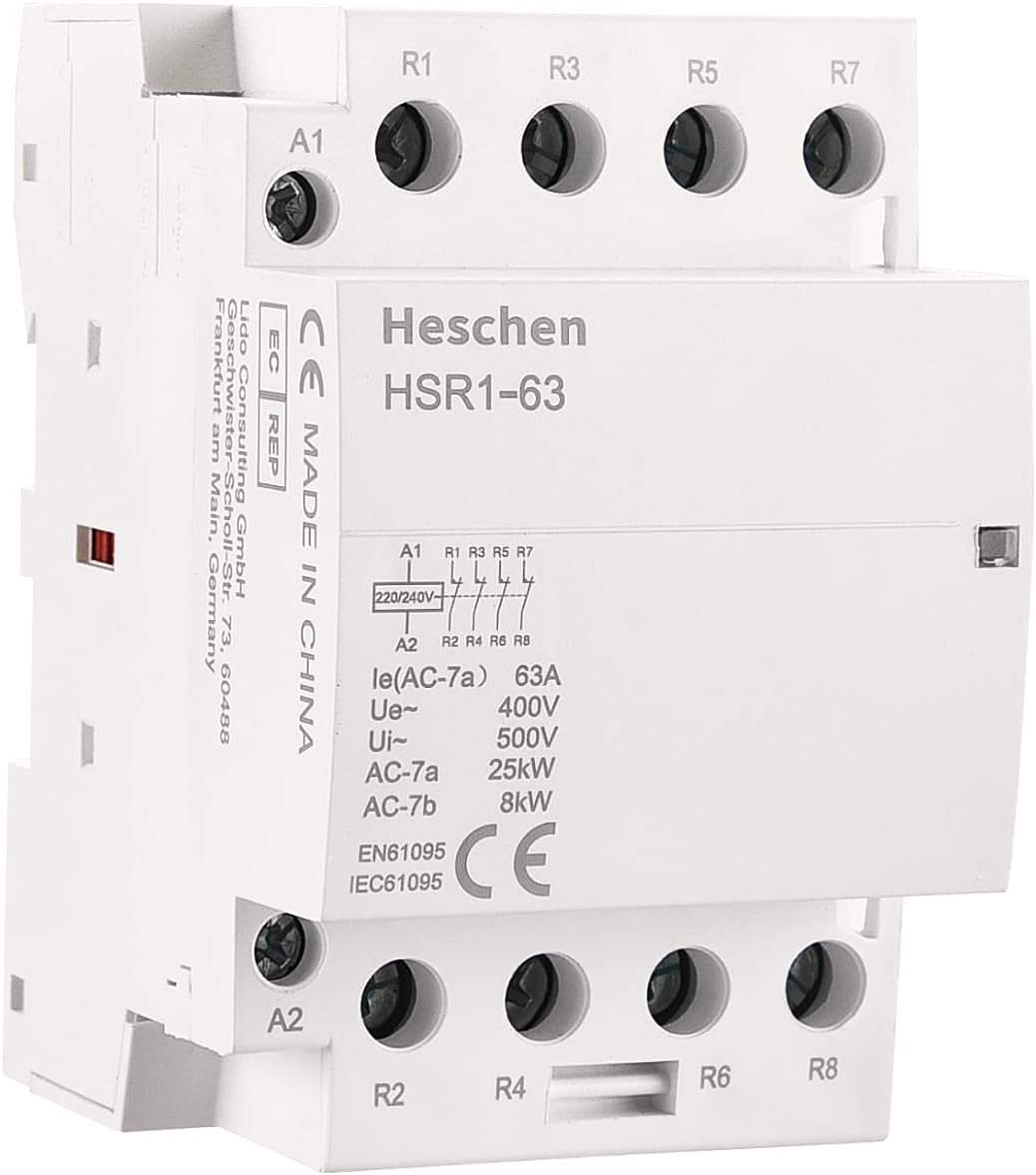 Heschen AC-Schütz HSR1-16 - 16A, 4-polig Mit 24V DC Spule - Perfekt Für Deine Elektroinstallation