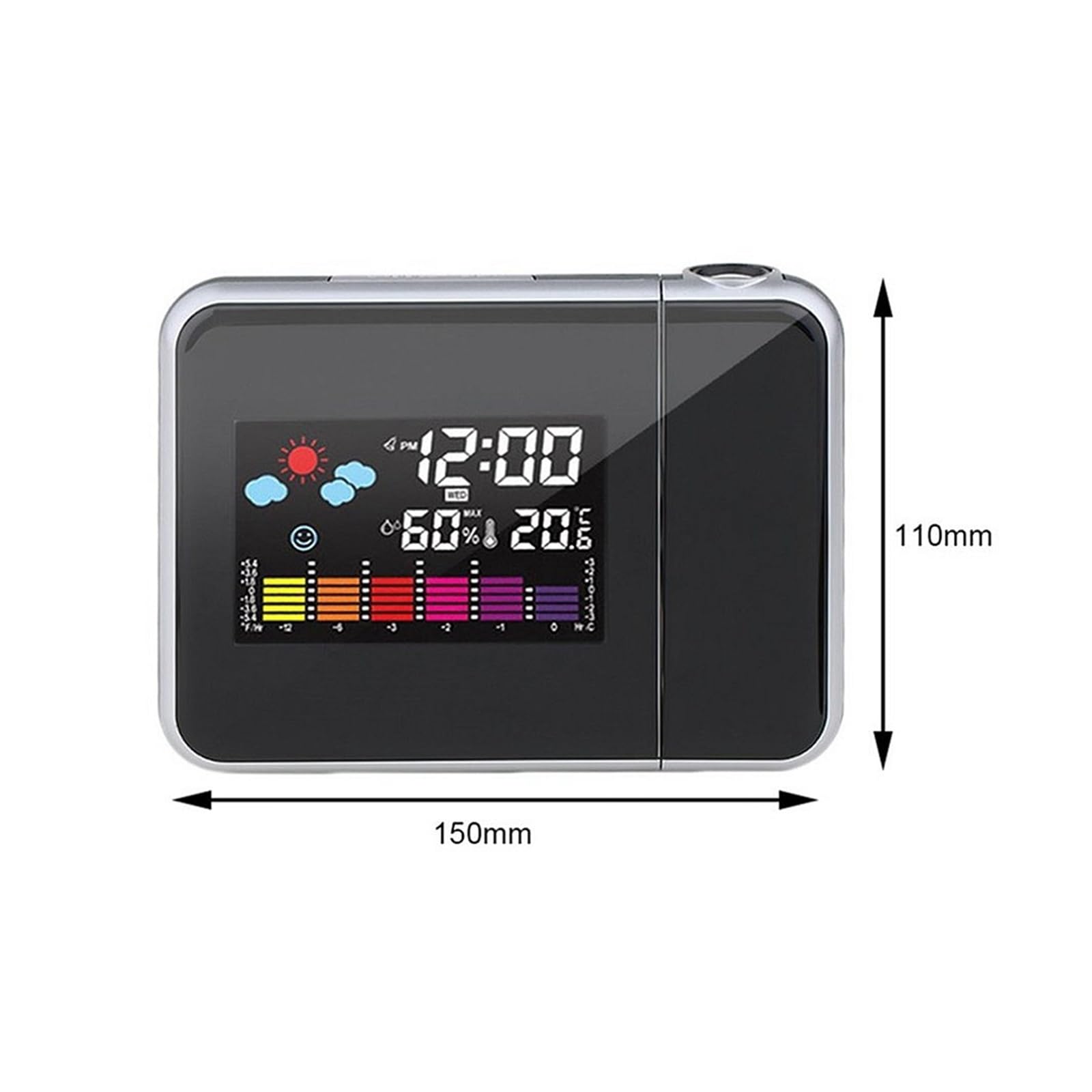 Reloj Despertador con Proyección Digital LED, Termómetro De Temperatura, Indicador Fecha Y Hora Escritorio, Proyector, Calendario, Cargador USB, Led Mesa ProyeccióN NíTida(White with USB)