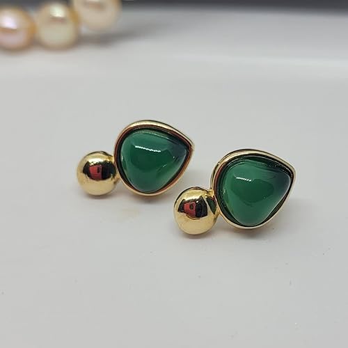Miniatura 7 de BStones Brazilian Stones Agate Stone Stud Earrings for Women, Natural Brazilian Skilled Crafted Gemstone, Hypoallergenic 18K Gold Plated, 34 inch