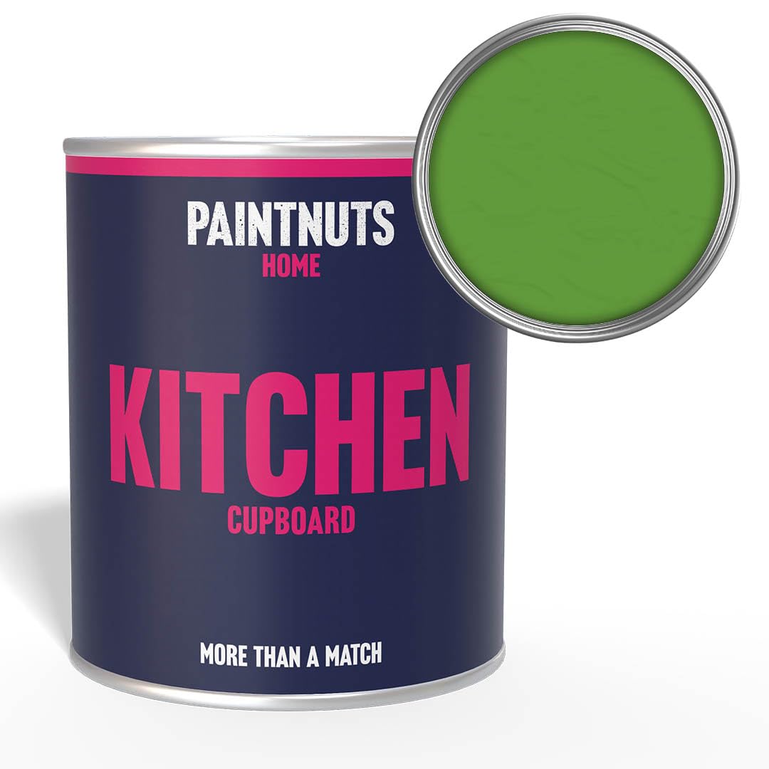Paintnuts Kitchen Cupboard Wood Laminate Gloss PaintYellow Green (Ral6018)1L from B&Q