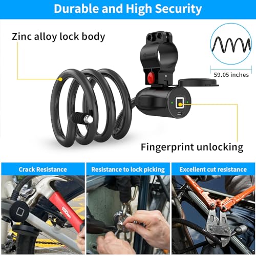 TenixLox Smart Bike Cable Lock,Keyless Bike Lock with 1.5m Steel Cable and Bracket,Waterproof - Image 4