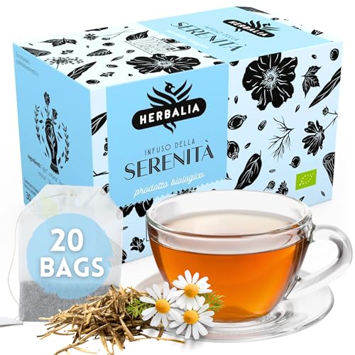 HERBALIA - Tisana Relajante ‘Serenidad’ en Bolsitas, Caja de Infusión Relax con 20 Bolsitas sin Grapas, 30 g (Tilo, Verbena, Regaliz, Manzanilla) - Infusión de la Serenidad