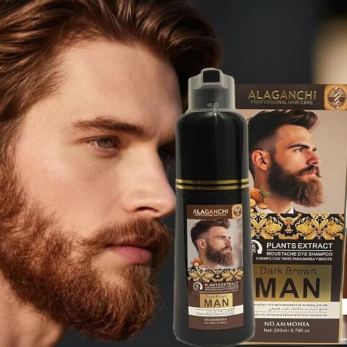 Shampoo tinte para bigote y barba, color marrón oscuro 200 ml miniatura 2