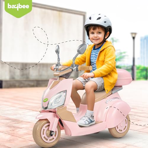 Image of Baybee Trixo Battery Operated Bike for Kids, Ride on Toys Kids Bike Scooty with Light & Music, Baby Rechargeable Battery Bike, Electric Bike for Kids to Drive 1 to 4 Years (Pink)