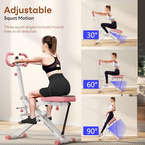 Image of SogesPower Squat Machine for Home Gym, Squat Rowing Machine with Adjustable Resistance and Optional Full Motion, Squat Assist Trainer for Glutes & Legs Workout, Up to 330lbs