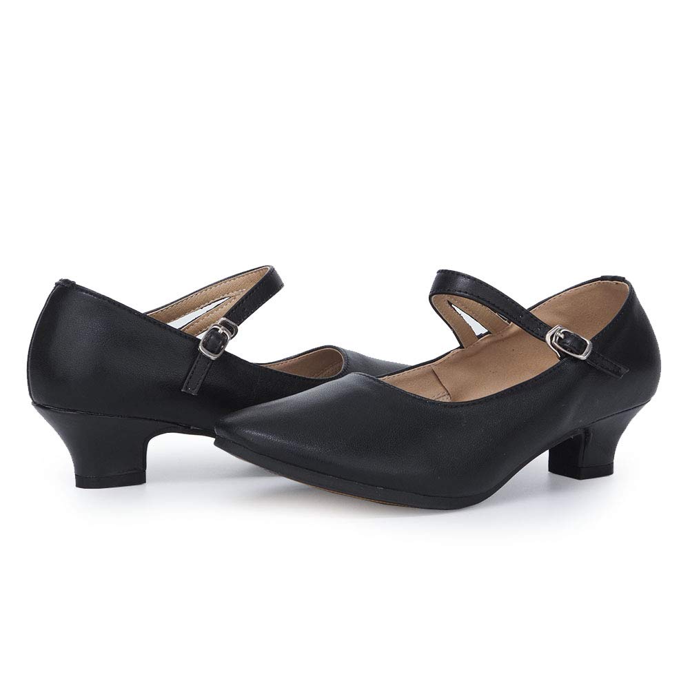 HROYL Zapatos De Baile De Cuero para Mujer Tacones De Salón con Correa De Tobillo, Modelo DYZPSD