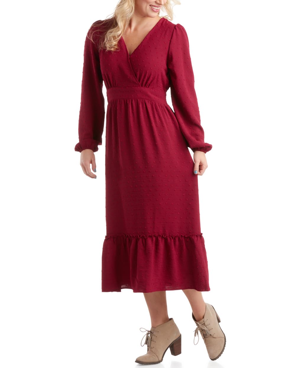 Lucky Brand Womens Long Sleeve Midi V Neck Tiered Hem | Desertcart BAHRAIN