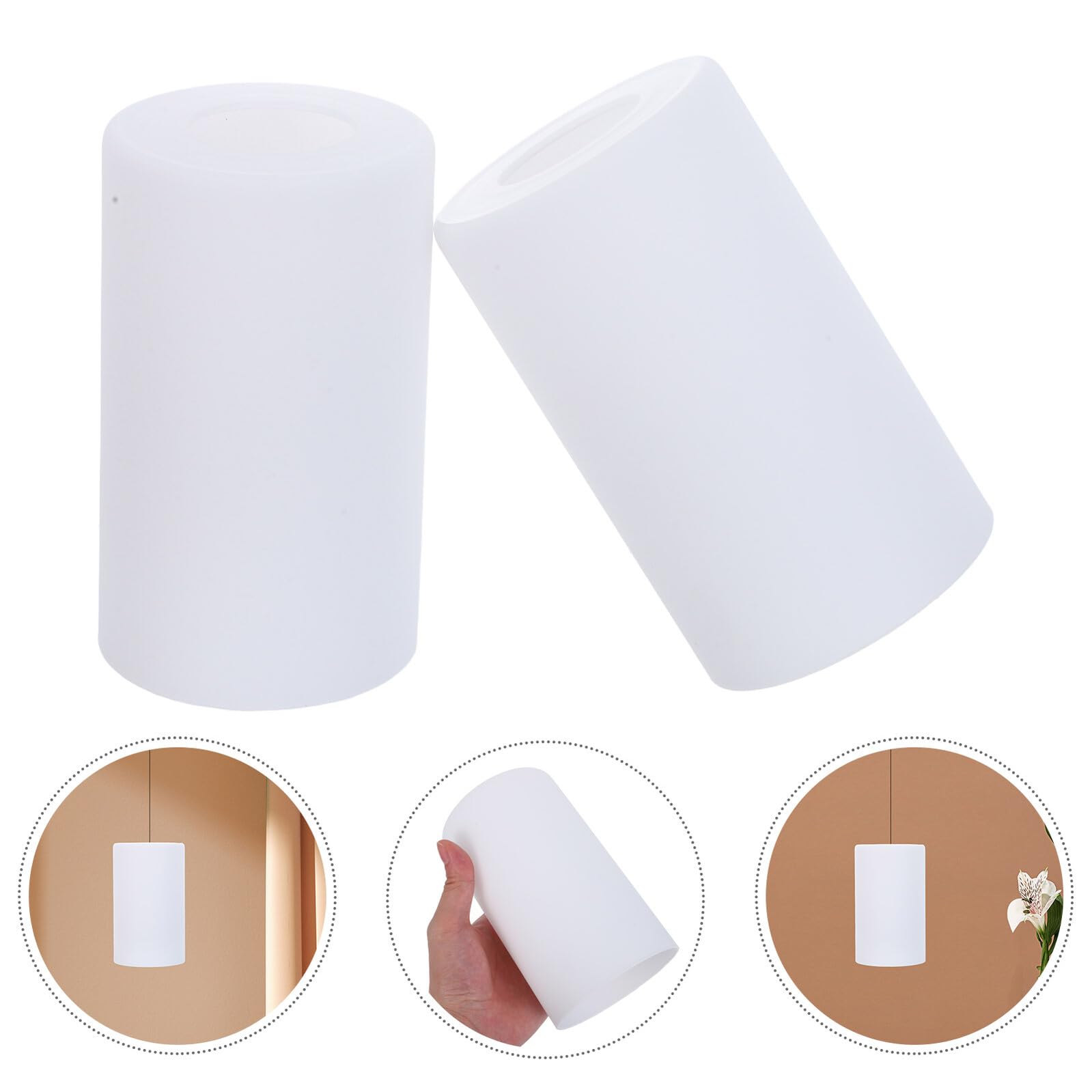 2pezzi Paralume in Vetro Bianco Cilindrico Altezza per Lampade da Terra da Toeletta Lampade da Tavolo