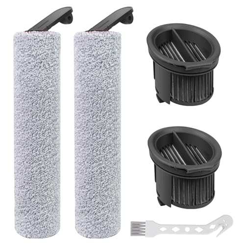 Image of Replacement Parts for Dreame H14, H14 Pro, H14 Dual Cordless Wet Dry Vacuum | NOT for Other Models. ONLY Fits H14, H14 Pro, H14 Dual. 2 Roller Brushes, 2 Filters & 1 Cleaning Brush