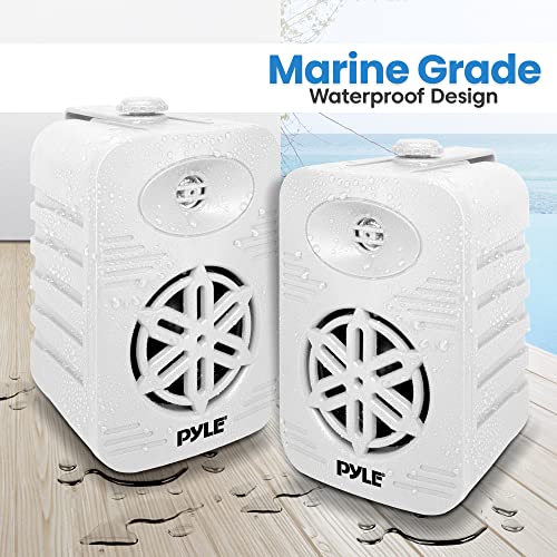 Image of PyleUsa Indoor Outdoor Speakers Pair - 300 Watt Dual Waterproof 4 inch 2-Way Full Range Speaker System w / 1 /2 inch High Compliance Polymer Tweeter - in-Home, Boat, Deck, Patio, Poolside (White) - PDWR45WT