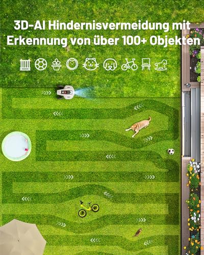 MAMMOTION YUKA 1500 Mähroboter mit Kehrfunktion, 3D Vision RTK Positionierung Mähroboter ohne Begrenzungskabel, Rasenmäher Roboter 1500 ㎡, Intelligente Hindernisvermeidung, 45%... – Bild 4