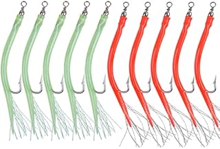 Trolling Tube Fishing Lures Classic Striped Bass Tube Lures Stainless Steel Fishing Hooks Barrel Swivels Rigged Tube Lures for Cod Fishing Teaser Saltwater Game Fish