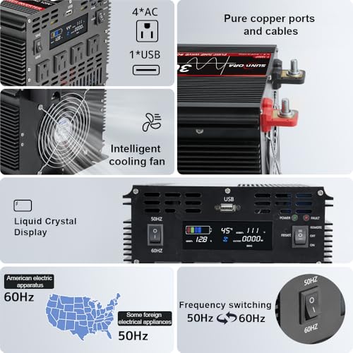 REDARC 2000W Pure Sine Wave Inverter: 12V DC to 120V AC Power Converter – Reliable and Efficient – Ideal for RVs, Trucks, and Off-Grid Use – Portable Design with Multiple Protection Features