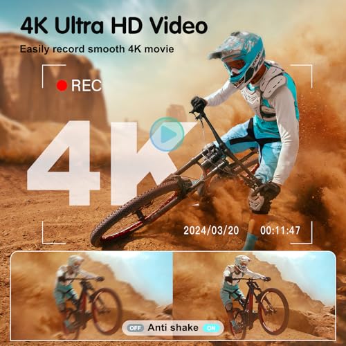 Appareil Photo Numérique-4K 64MP Caméra Numérique avec Selfie Autofocus 16X Zoom Flash Intégré Digital Caméra Portable Appareil Photo pour Débutants(Carte SD n’est Pas Incluse) – Image 4