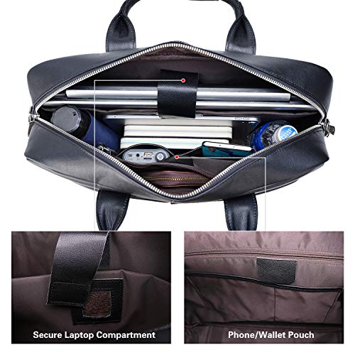 Polare Leather Briefcase for Men Business Travel Messenger Bags 15.6 Inch Laptop Bag YKK Metal Zipper4