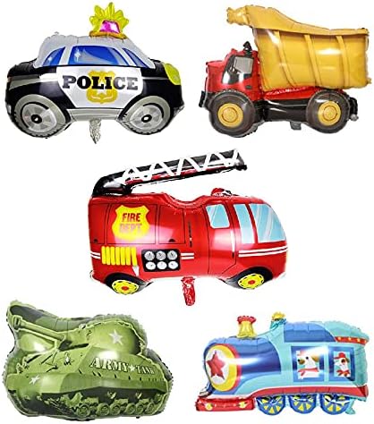 KRIWIN Transport Theme Foil Balloons 5 pcs Multi Color XL Size For Party Decorations