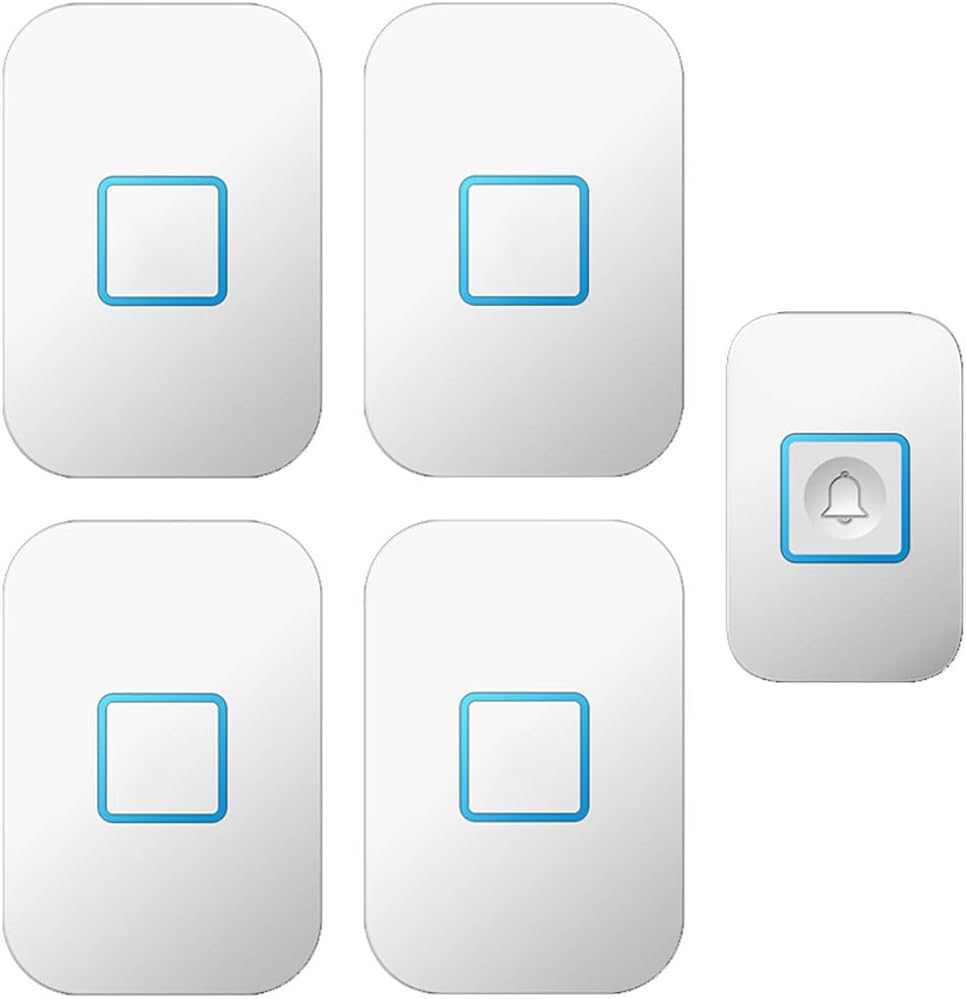 Wireless Doorbell, 1000Ft Operating Range Waterproof Doorbell Kit 4 Receivers 1 Push Button 60 Ringtones 5-Level Volume Cordless Doorbell Kit for Home Office Hotel,White(White)