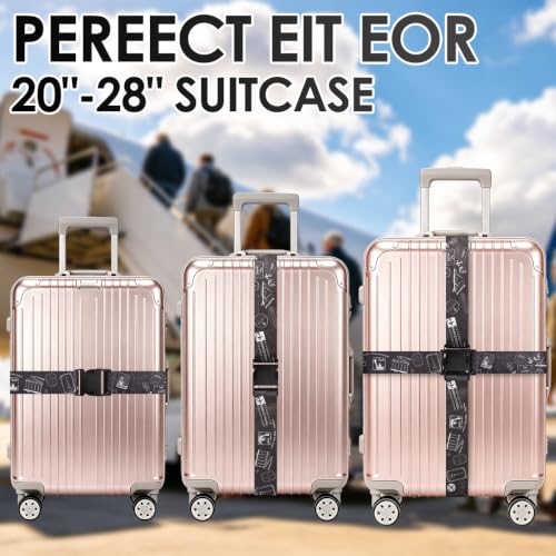 Image of Gutsdoor 2 Pack Luggage Straps for Suitcases, Adjustable Travel Belt, Suitcase Straps with Dual Lock, Quick Release, Over Handle, Luggage Connector Straps & Bright Luggage Belt.