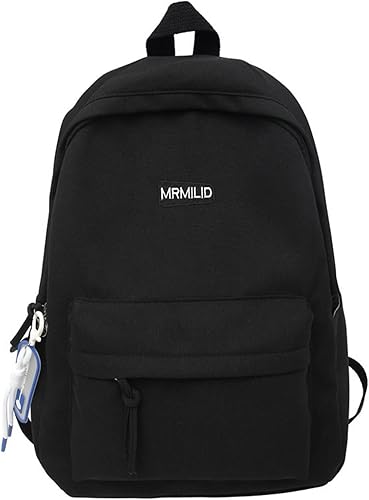 Mochila Kawaii con bonitos accesorios, mochila casual de viaje para hombres, impermeable, ligera, bolsa para laptop, Negro -, Mochila casual