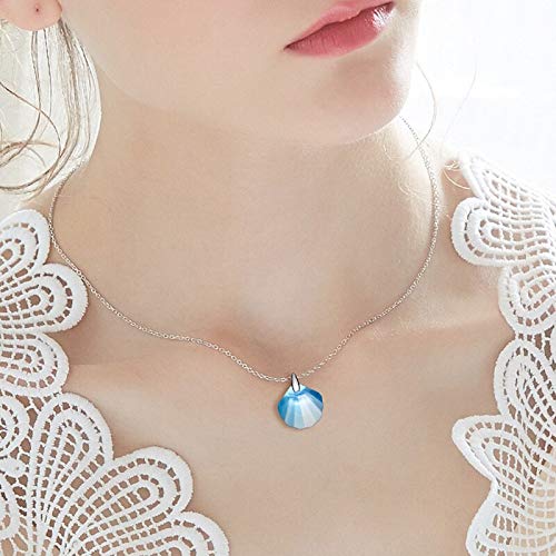 Collier coquillage bleu Trdy, cadeau idéal en argent pour femme