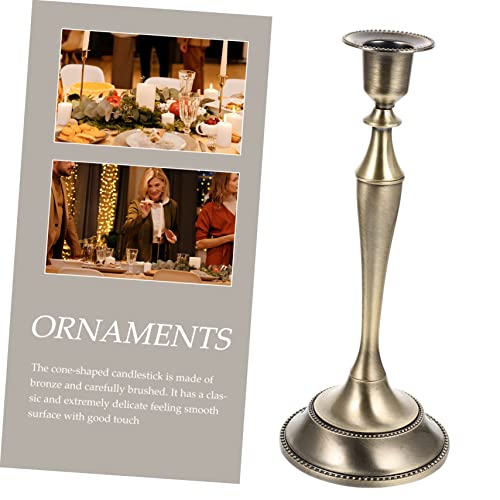 Garneck 2 Peças De Castiçal De Bronze Enfeite De Mesa Suporte De Mesa Retro Decoração Para Casa Vela