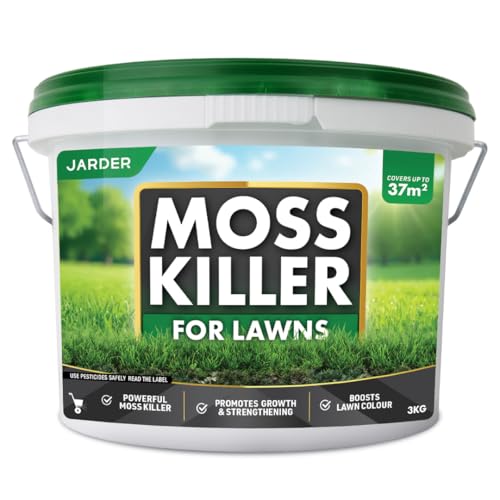 Jarder Moss Killer for Lawns 3kg - Iron Sulphate Lawn Feed and Treatment - Boosts Grass Growth and Colour - Nitrogen Rich Lawn Fertiliser Granules