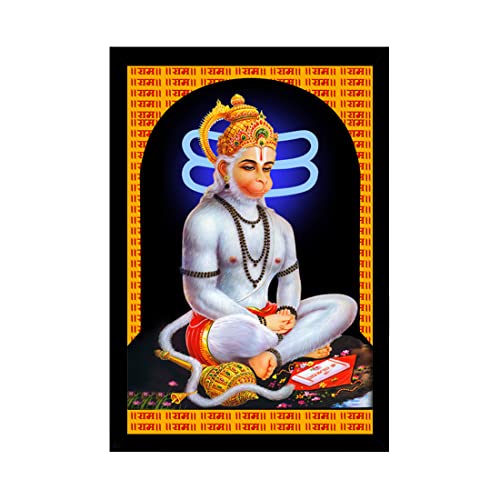 Image of Dharvika Innovations Lord Hanuman Photo Frame | Lord Hanuman Photo with Frame | Lord Hanumanji Photo Frame | Lord Hanuman Ji Photo Frames (11 x 14 Inch)