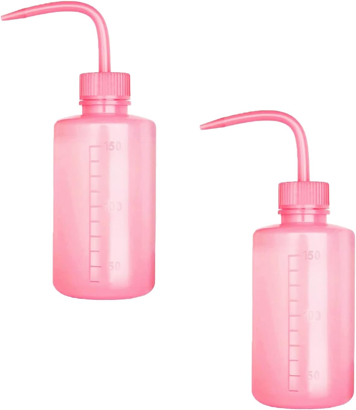 Gunwon 2Pcs Pink Safety Wash Bottle Plastic Squeeze Bottle with Cap,No Spill Bend Mouth Watering Cans Scale Labels Safety Wash Bottle,Safety Lab Narrow Mouth Plastic Squeeze Bottles for Plan Lab