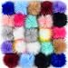 Coopay 24 Pieces Faux Fox Fur Pom Pom Balls DIY Fur Fluffy Pom Pom with Elastic Loop for Hats Keychains Scarves Gloves Bags Charms Knitting Accessories (Multicolor)