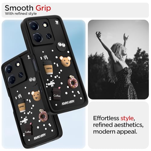 Image of Outlouders Back Cover for Infinix Note 30 5G | 3D Cartoon Cute Fun Bear | Silicone Full Body Protection Bumper Case (Black)