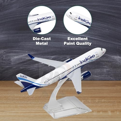 Image of Aeroplane Indigo Airways Airlines Scale Model Die Cast Metal Aircraft Highly Detailed Replica Gift for Aviation Enthusiasts 16 Cm, for Kid