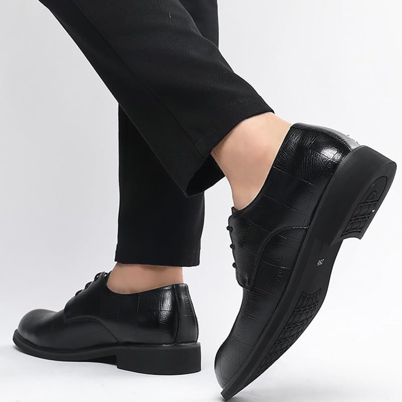 Mens Patent Leather Oxfords Formal Tuxedo Dress Shoes for Men Shiny Business Lace Up(7.5) Black4