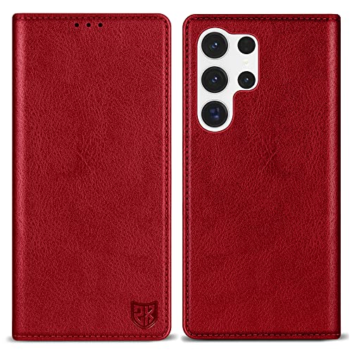 Image of ZZXX for Galaxy S23 Ultra Wallet Case Strong Magnetic 6.8 inch,Red