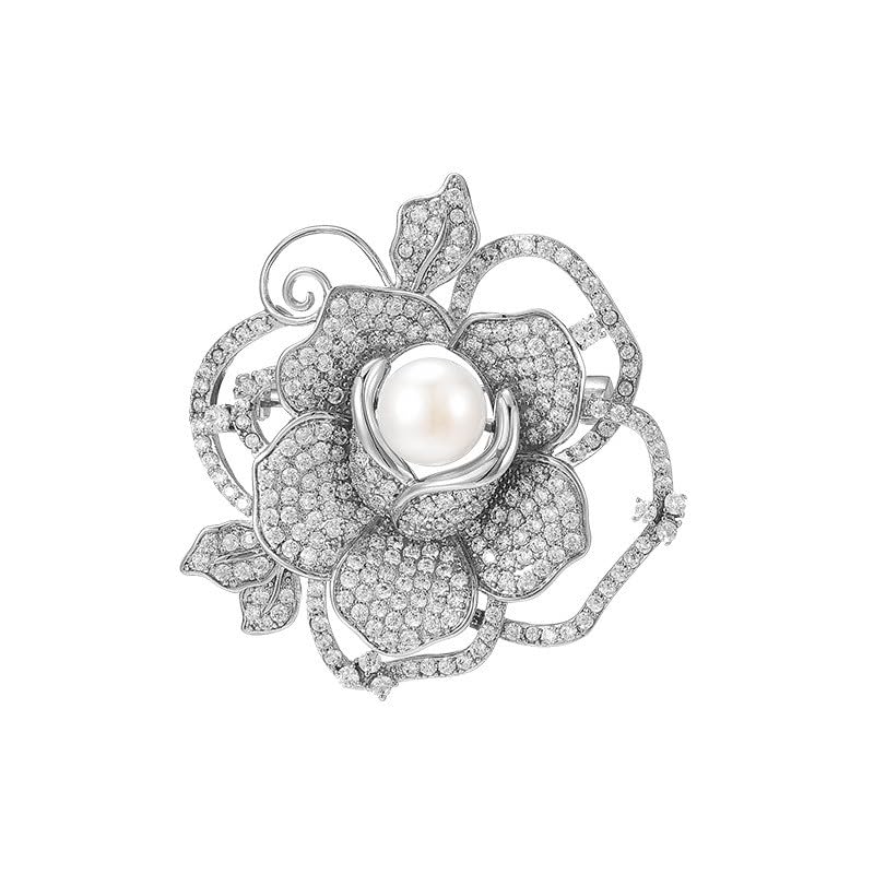 Image of Flower Brooch Pin - Rhinestone Flower Pin 18k Gold Plated - Thanksgiving Day, Birthday, Wedding Gifts for Mom, Wife