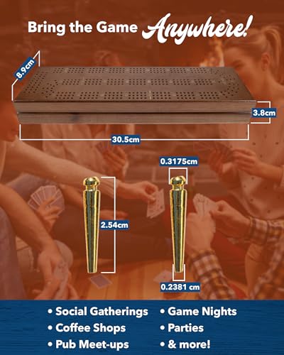 Tablero de Cribbage con cartas y clavijas metálicas miniatura 6